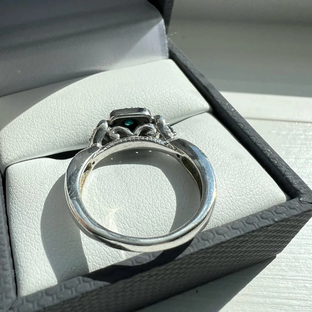 Blue & White Diamond Promise Ring - Picture 8 of 14